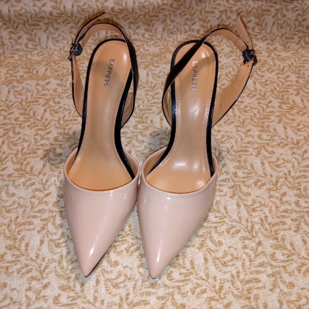 Express stilettos size 8 nude and black